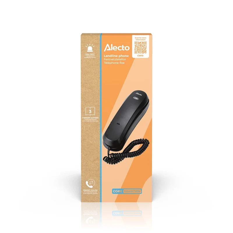 Alecto CW10 - Einfaches Haustelefon - Kabelgebunden - Benutzerfreundlich - Schwarz