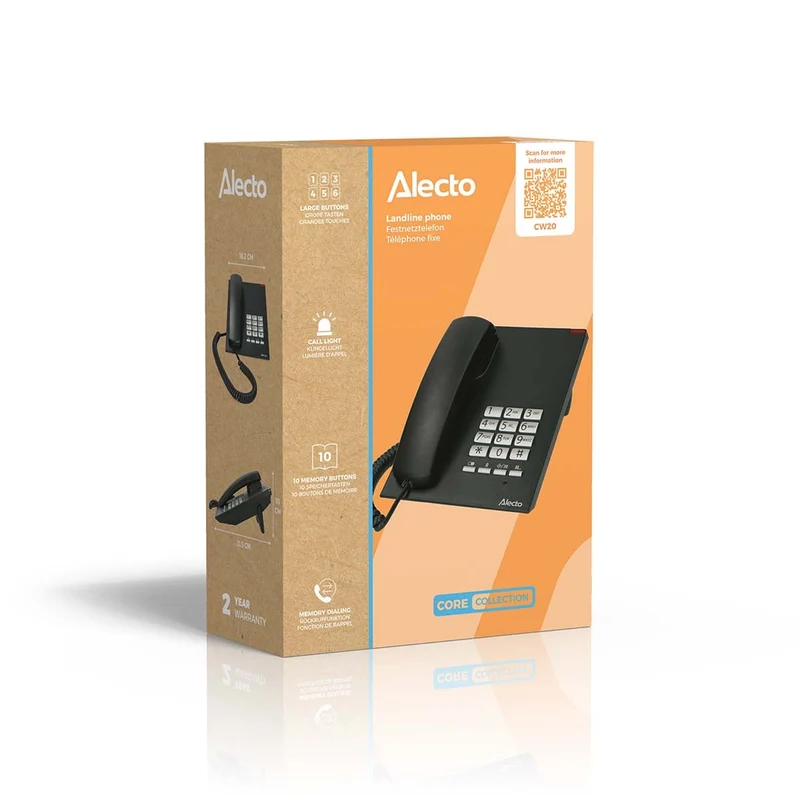 Alecto CW20 - Schnurgebundenes Telefon Schwarz