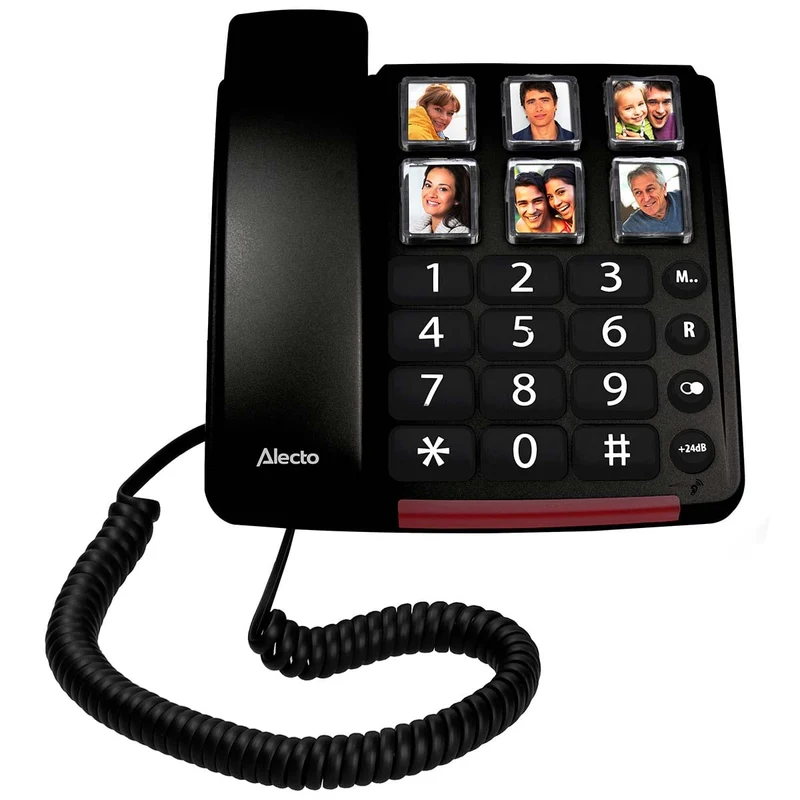 Alecto CW30 - Seniorentelefon mit großen Foto- und Zifferntasten - Ausgestattet mit besonders lautem Gesprächsvolumen - Schwarz