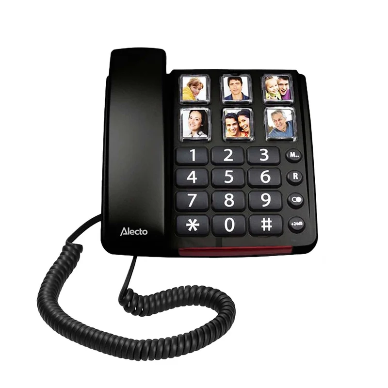 Alecto CW30 - Seniorentelefon mit großen Foto- und Zifferntasten - Ausgestattet mit besonders lautem Gesprächsvolumen - Schwarz