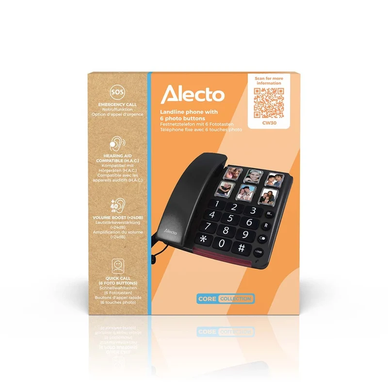 Alecto CW30 - Seniorentelefon mit großen Foto- und Zifferntasten - Ausgestattet mit besonders lautem Gesprächsvolumen - Schwarz