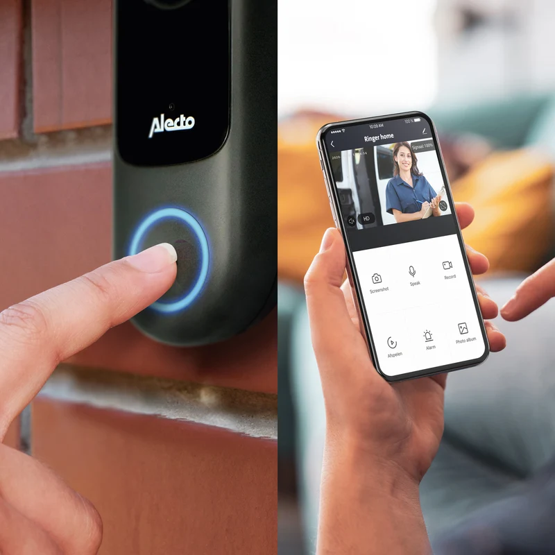 Alecto SMART-RING SET - Smarte WLAN-Türklingel mit Kamera (SMART-RING20) mit zusätzlicher Türklingel (SMART-RING-BELL)