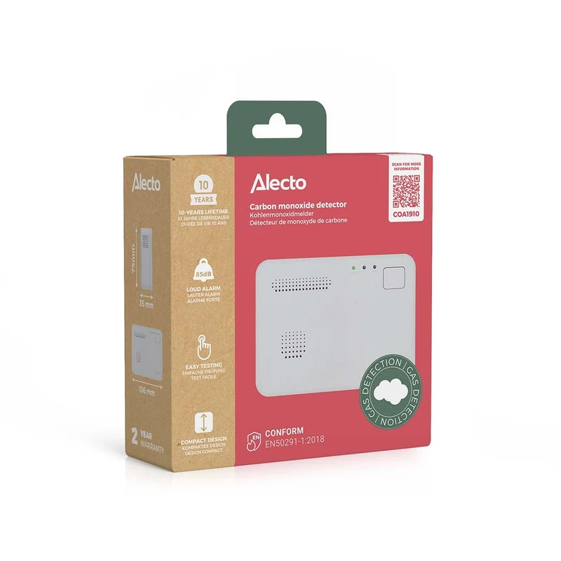 Alecto COA1910 - Kohlenmonoxidmelder mit 10 Jahren Sensorlaufzeit