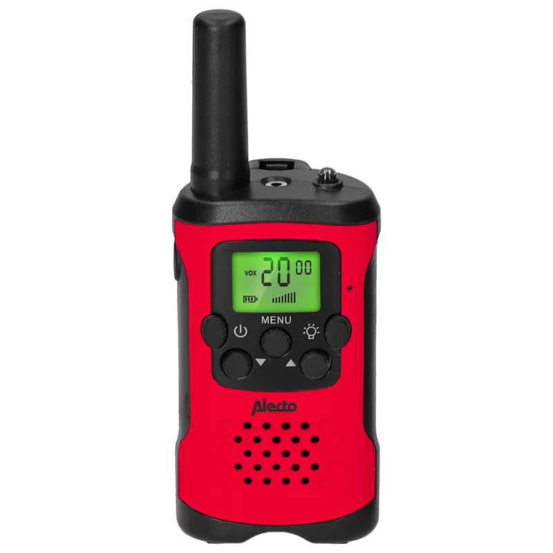 Alecto FR115RD - Set mit 2 Walkie Talkies für Kinder, Reichweite von bis zu 7 Kilometern, Rot/Schwarz