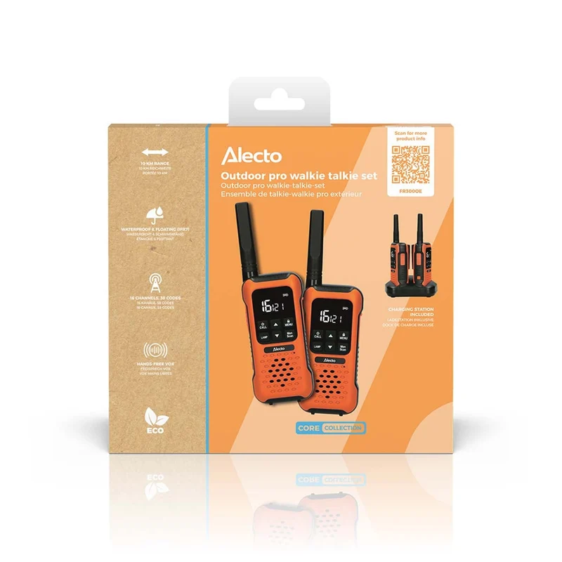 Alecto FR300OE - Robustes Funkgerät, Reichweite von bis zu 10 Kilometern, Orange/Schwarz