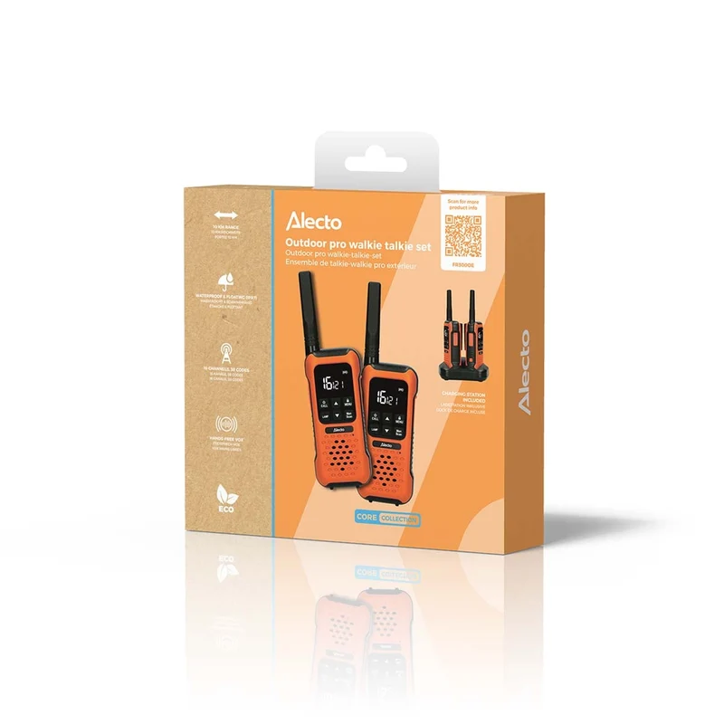 Alecto FR300OE - Robustes Funkgerät, Reichweite von bis zu 10 Kilometern, Orange/Schwarz
