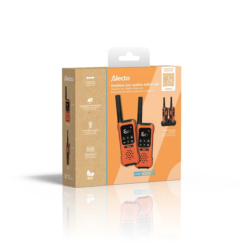 Alecto FR300OE - Robustes Funkgerät, Reichweite von bis zu 10 Kilometern, Orange/Schwarz
