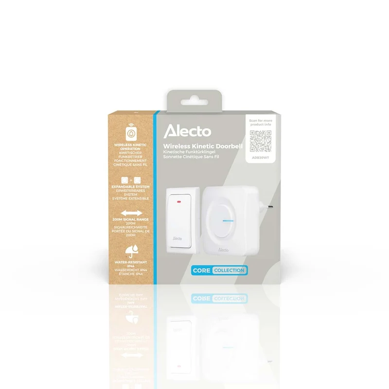 Alecto ADB30WT - Funkklingel ohne Batterie, Weiß