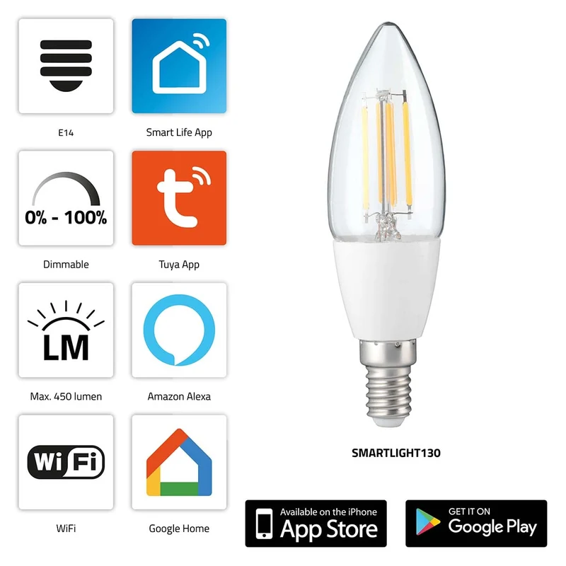 Alecto SMARTLIGHT130 - Smarte-LED-Glühlampe mit WLAN