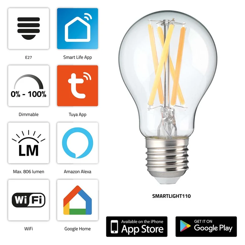 Alecto SMARTLIGHT110 - Smarte-LED-Glühlampe mit WLAN