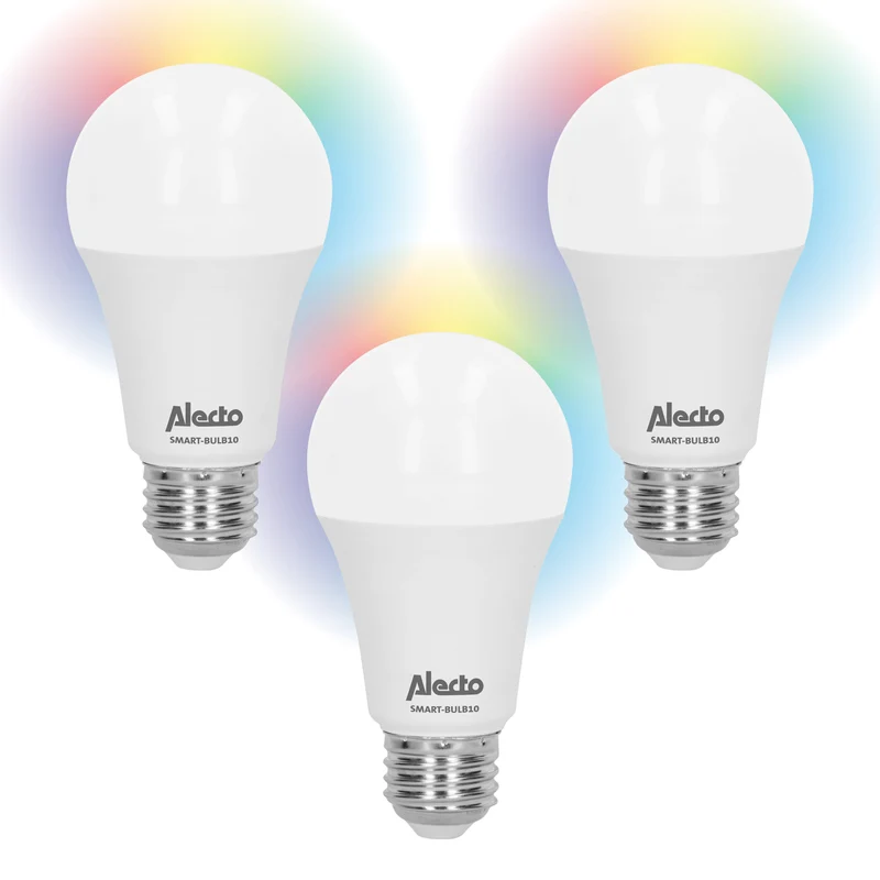 Alecto SMART-BULB10 3 - Smarte LED Farb-Lampe mit WLAN - 3 Stück