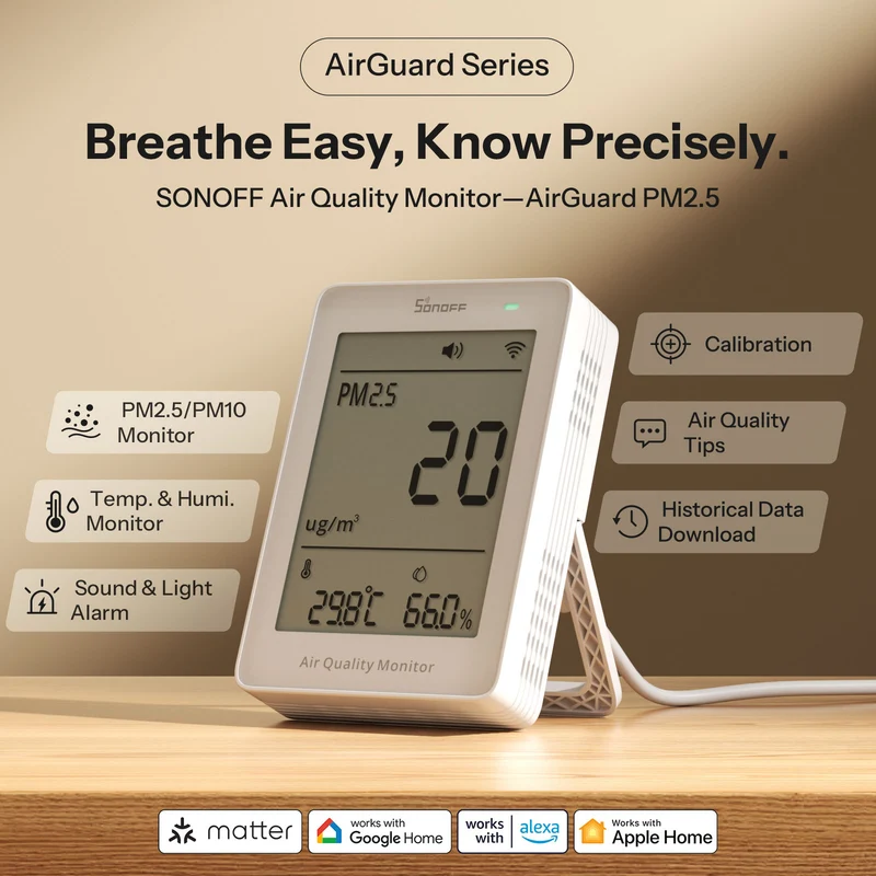 SONOFF AirGuard PM2.5 PM10 Luftqualitätsmonitor (Matter over WiFi)