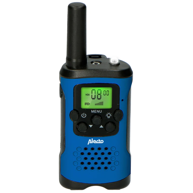 Alecto FR175BW - Walkie Talkie Set - 2 Handgeräte - Reichweite bis zu 7 km - 8 Kanäle - PTT und VOX - 24 Stunden Standby - Ladestation inklusive - Kopfhöreranschluss - Blau Schwarz