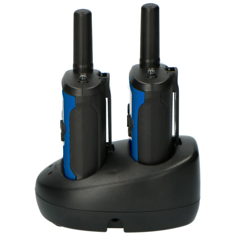 Alecto FR175BW - Walkie Talkie Set - 2 Handgeräte - Reichweite bis zu 7 km - 8 Kanäle - PTT und VOX - 24 Stunden Standby - Ladestation inklusive - Kopfhöreranschluss - Blau Schwarz