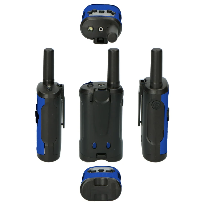 Alecto FR175BW - Walkie Talkie Set - 2 Handgeräte - Reichweite bis zu 7 km - 8 Kanäle - PTT und VOX - 24 Stunden Standby - Ladestation inklusive - Kopfhöreranschluss - Blau Schwarz