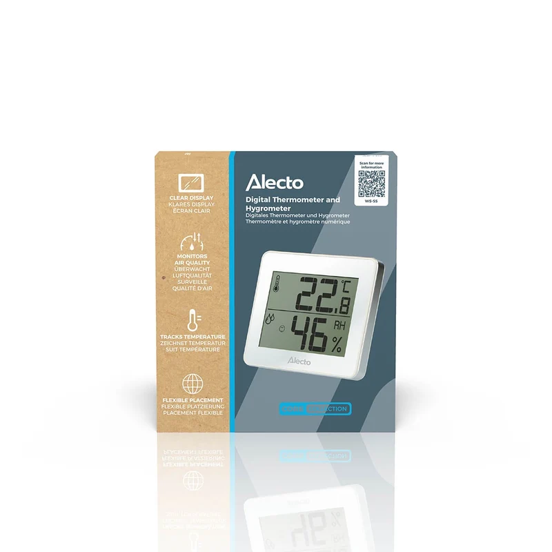 Alecto WS-55 - Digitales Thermometer / Hygrometer, weiß/silber