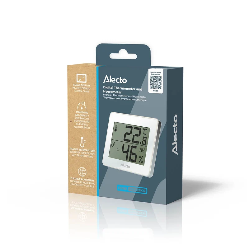 Alecto WS-55 - Digitales Thermometer / Hygrometer, weiß/silber