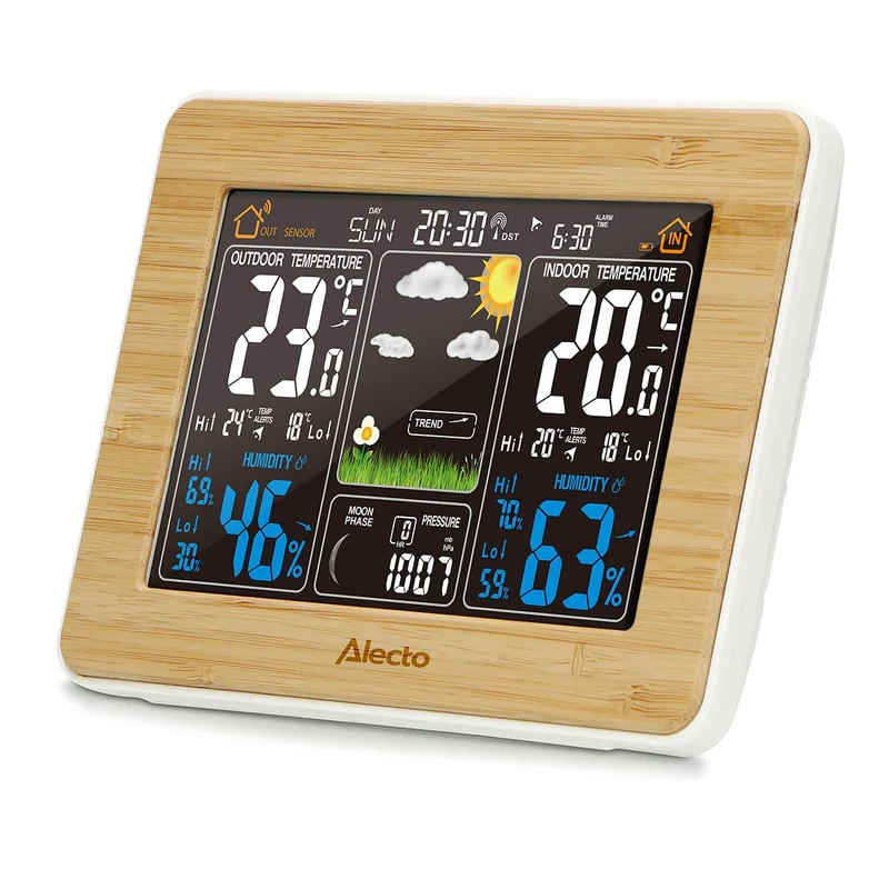 Alecto WS-1560 - Wetterstation mit kabellosem Außensensor, Bambus