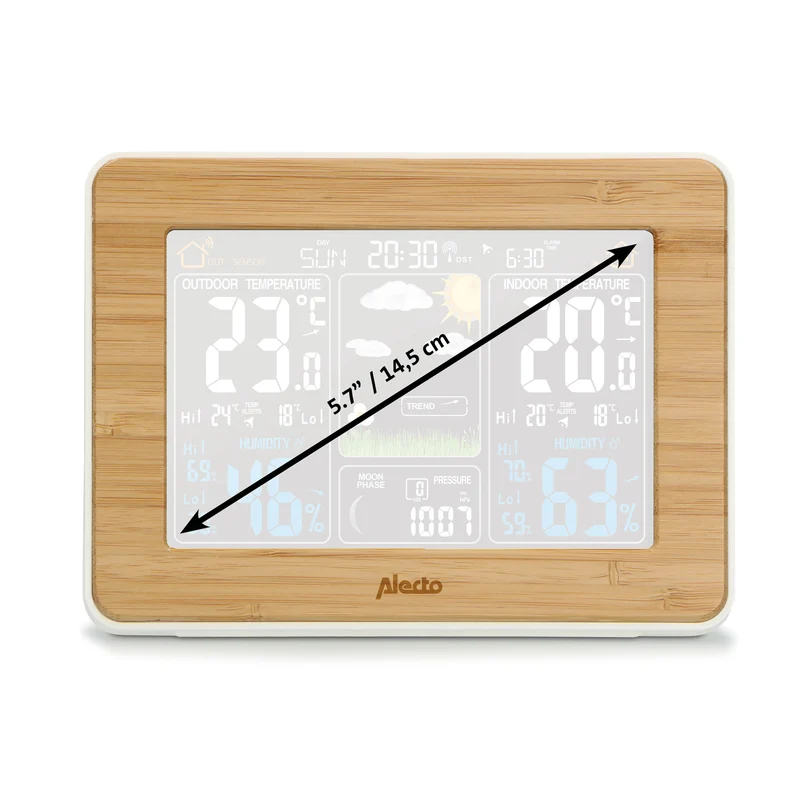 Alecto WS-1560 - Wetterstation mit kabellosem Außensensor, Bambus