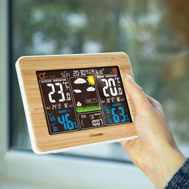 Alecto WS-1560 - Wetterstation mit kabellosem Außensensor, Bambus
