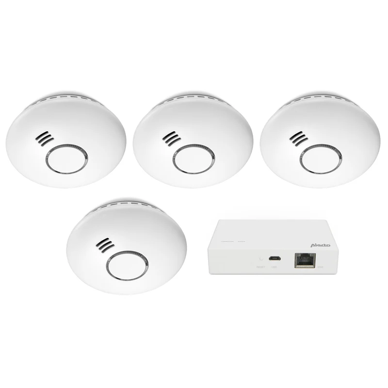 Alecto SMART-SMOKE104 - Starterset Smart Zigbee Verbindungsstück mit 3 Smart Zigbee Rauchmeldern