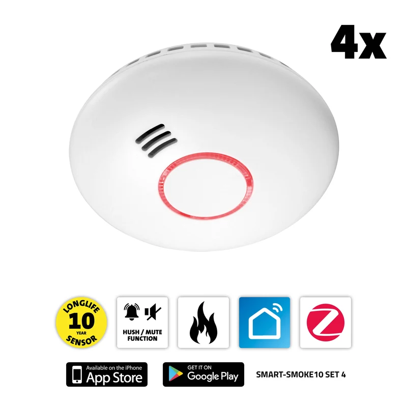Alecto SMART-SMOKE104 - Starterset Smart Zigbee Verbindungsstück mit 3 Smart Zigbee Rauchmeldern