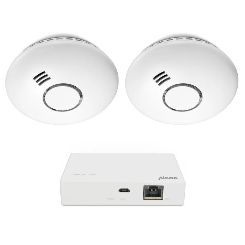 Alecto SMART-SMOKE102 - Zigbee Smart Rauchmelder Starterset - Smart Bridge und 2 Rauchmelder Weiß