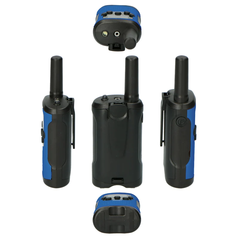 Alecto FR-115BW - Set mit zwei Walkie Talkies für Kinder, Reichweite von bis zu 7 Kilometern, Blau/Schwarz