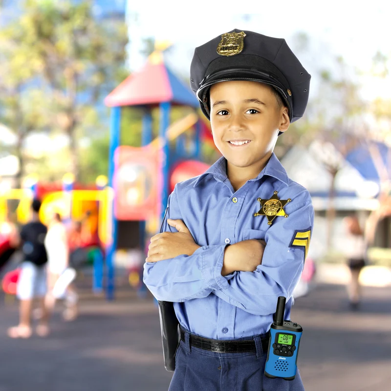 Alecto FR-115BW - Set mit zwei Walkie Talkies für Kinder, Reichweite von bis zu 7 Kilometern, Blau/Schwarz