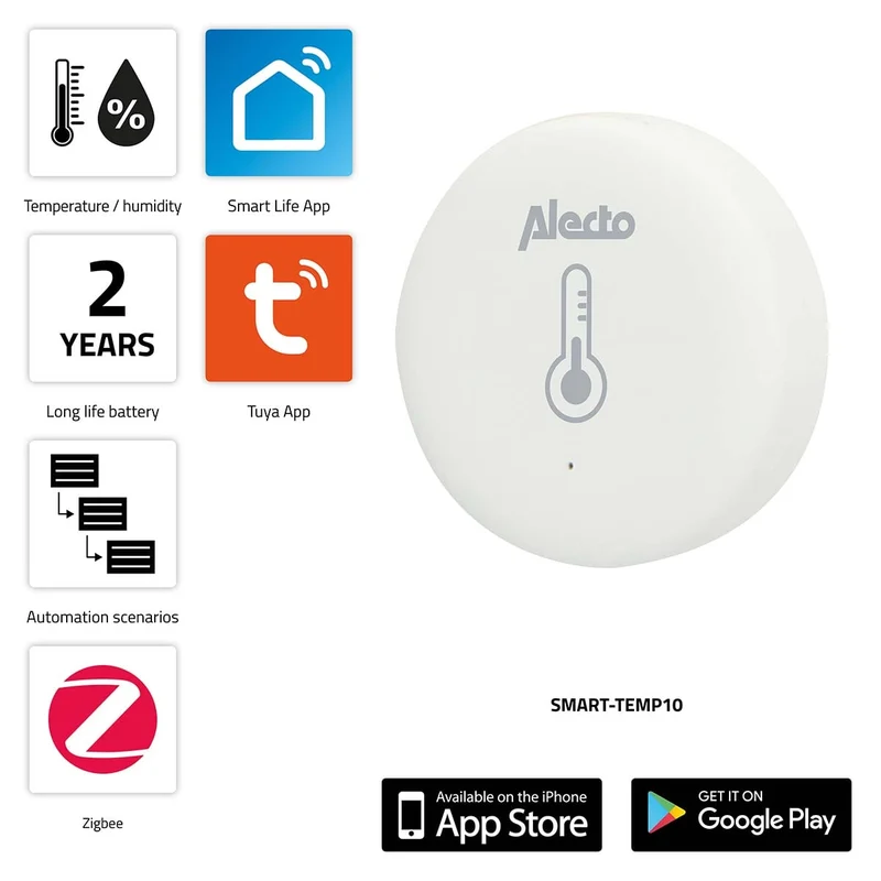 Alecto SMART-TEMP10 - Smarter Zigbee Temperatur- und Feuchtigkeitssensor