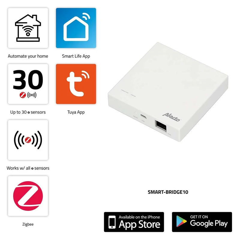 Alecto SMART-BRIDGE10 - Verbindungspunkt für Zigbee-Sensoren zum Netzwerk/Internet
