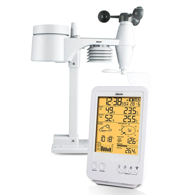 Alecto WS-4800 - Professionelle Wetterstation mit kabellosem Sensor - Weiß