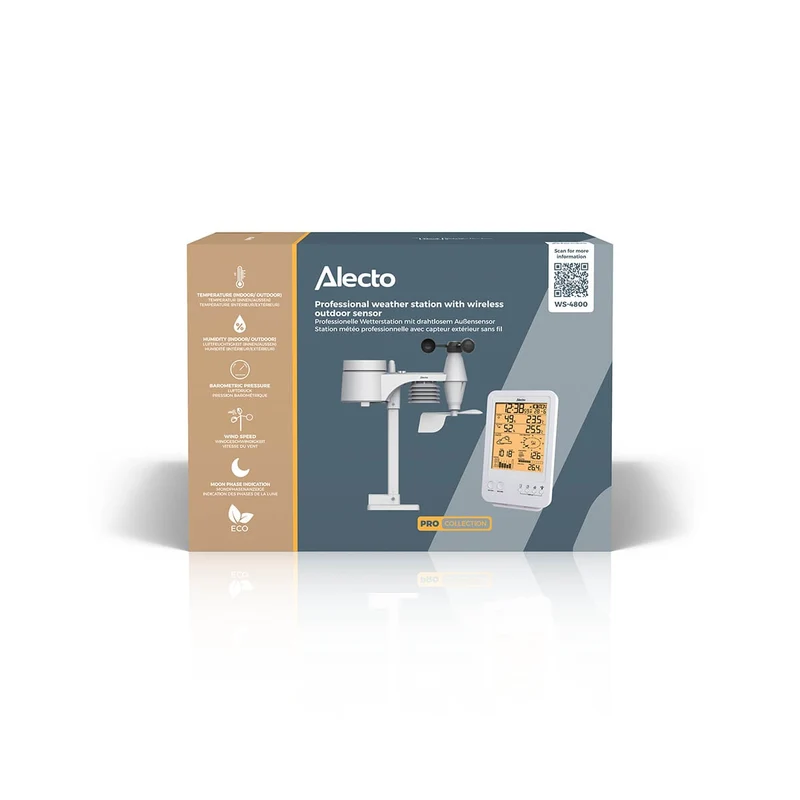 Alecto WS-4800 - Professionelle Wetterstation mit kabellosem Sensor - Weiß