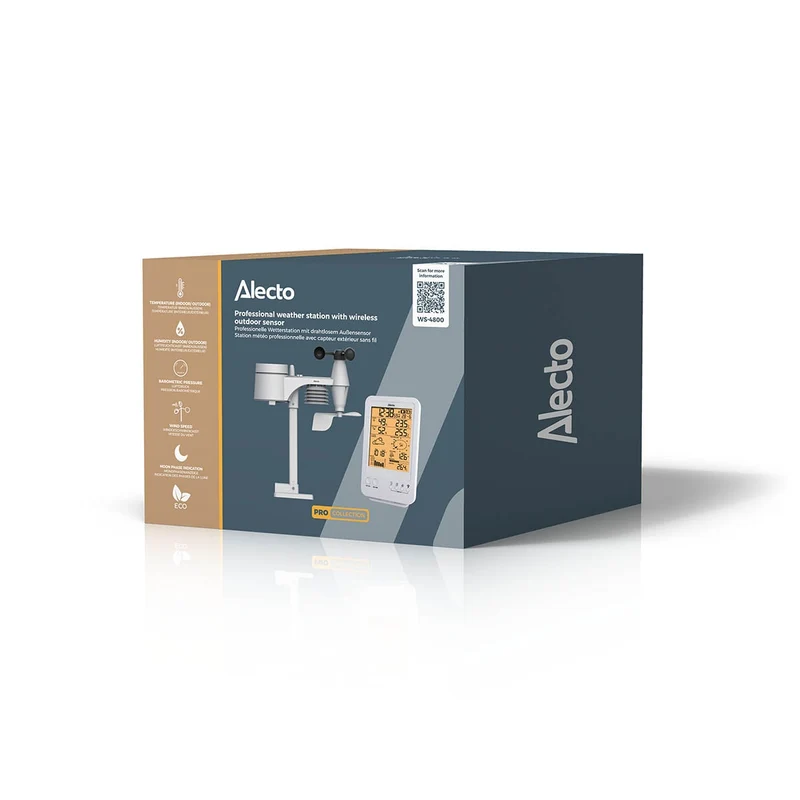 Alecto WS-4800 - Professionelle Wetterstation mit kabellosem Sensor - Weiß