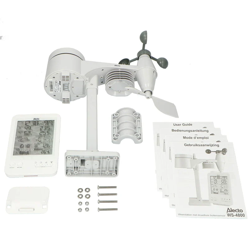 Alecto WS-4800 - Professionelle Wetterstation mit kabellosem Sensor - Weiß