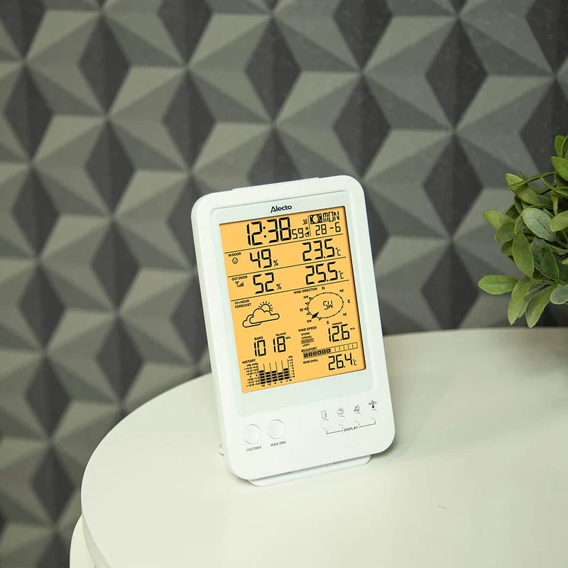 Alecto WS-4800 - Professionelle Wetterstation mit kabellosem Sensor - Weiß