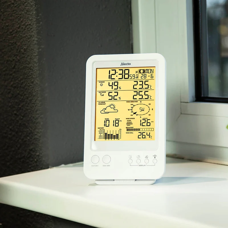 Alecto WS-4800 - Professionelle Wetterstation mit kabellosem Sensor - Weiß