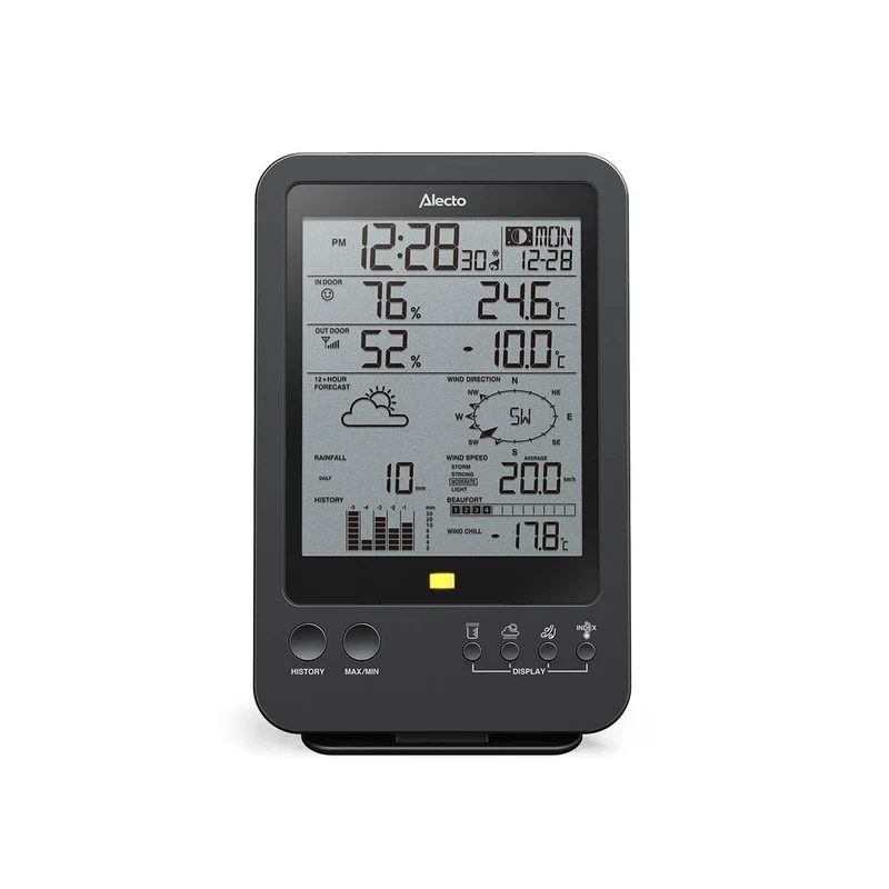 Alecto WS-4700 - Professionelle Wetterstation mit kabellosem Sensor - Schwarz