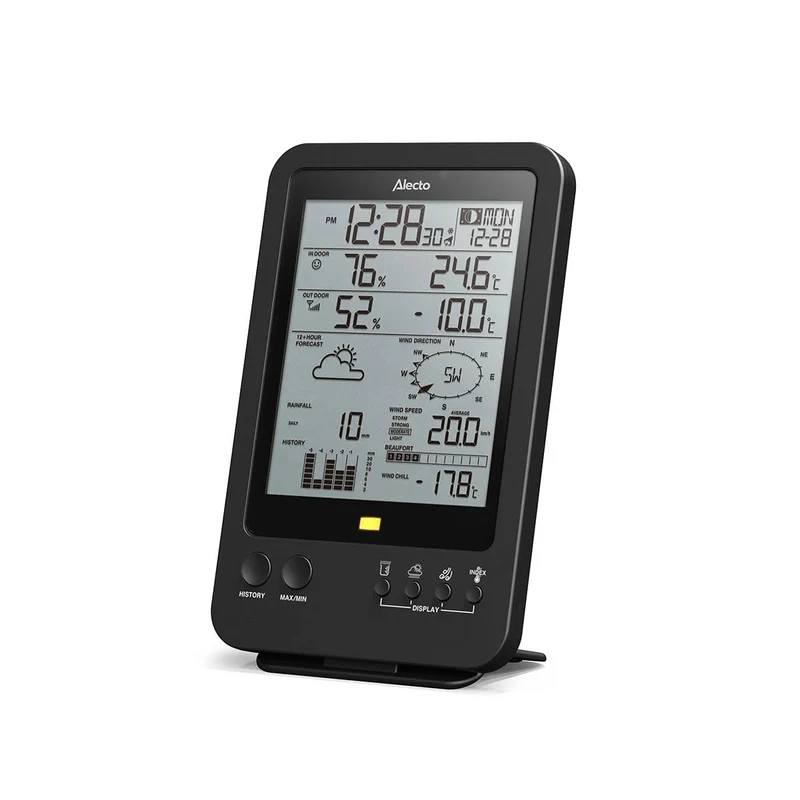 Alecto WS-4700 - Professionelle Wetterstation mit kabellosem Sensor - Schwarz