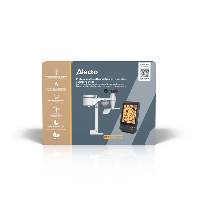 Alecto WS-4700 - Professionelle Wetterstation mit kabellosem Sensor - Schwarz