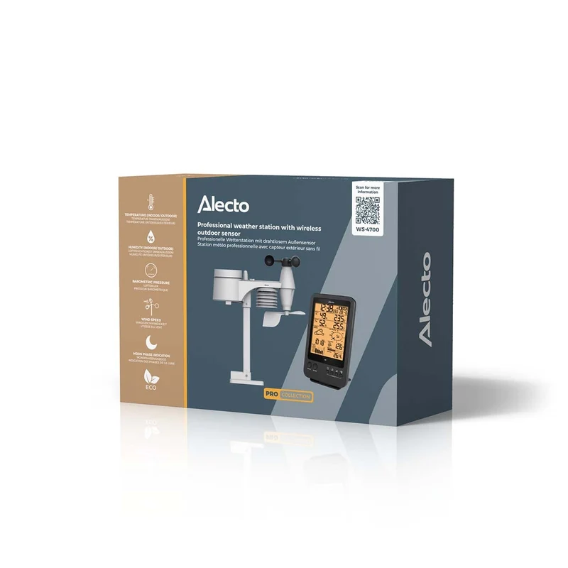 Alecto WS-4700 - Professionelle Wetterstation mit kabellosem Sensor - Schwarz