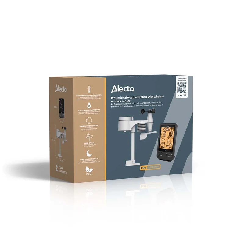Alecto WS-4700 - Professionelle Wetterstation mit kabellosem Sensor - Schwarz
