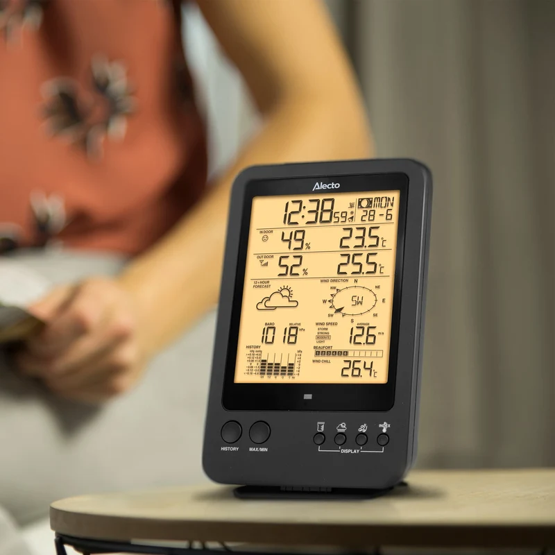 Alecto WS-4700 - Professionelle Wetterstation mit kabellosem Sensor - Schwarz