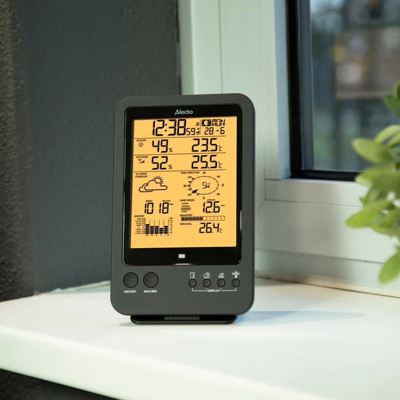 Alecto WS-4700 - Professionelle Wetterstation mit kabellosem Sensor - Schwarz