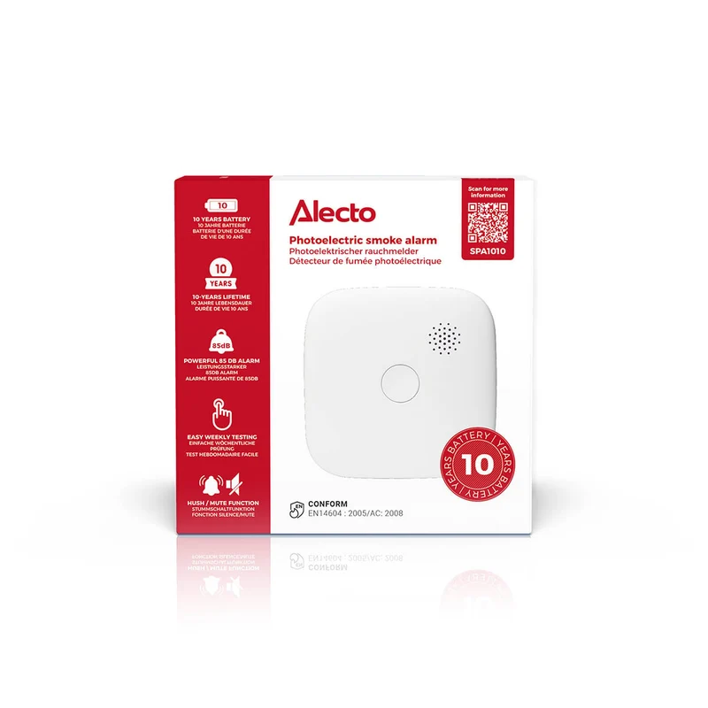 Alecto SPA1010 - Rauchmelder - 10 Jahre Batterie & Sensorlaufzeit - Weiß