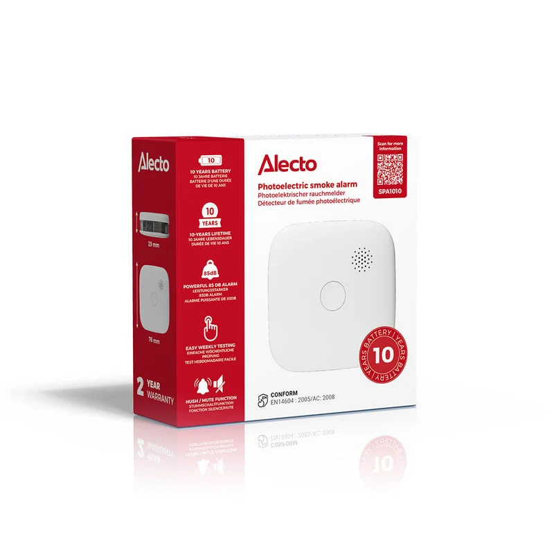 Alecto SPA1010 - Rauchmelder - 10 Jahre Batterie & Sensorlaufzeit - Weiß