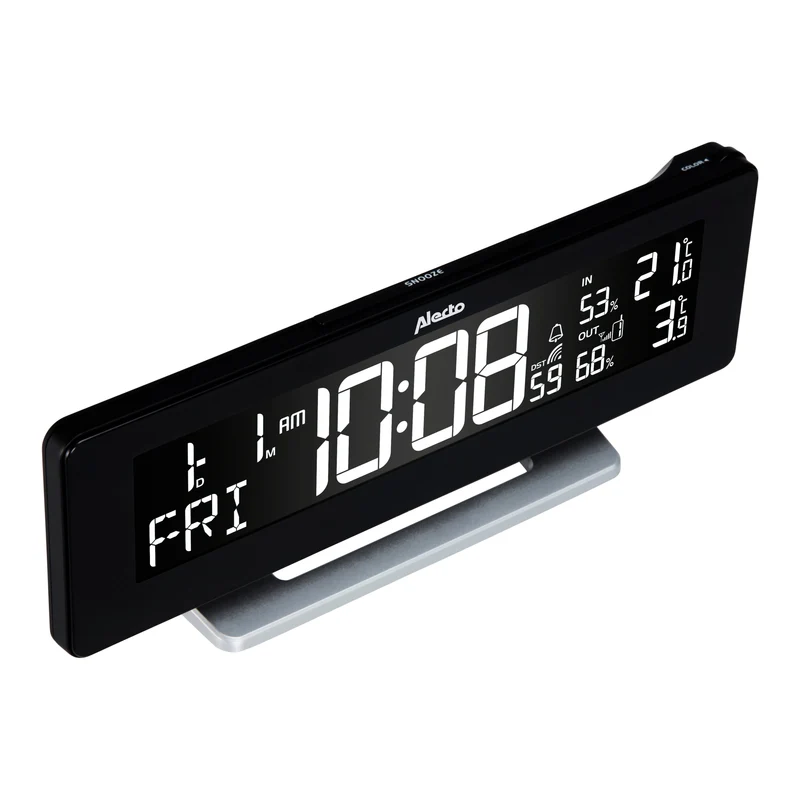 Alecto WS-2500 - Digitale wecker mit Wetterstation, schwarz/silber