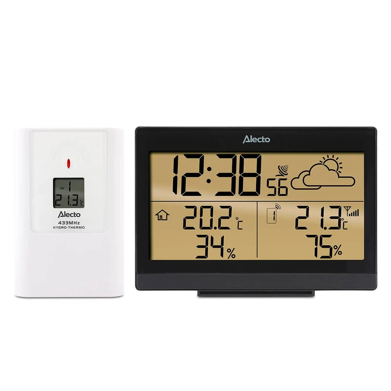Alecto WS-2300 - Wetterstation mit kabellosem Außensensor, schwarz