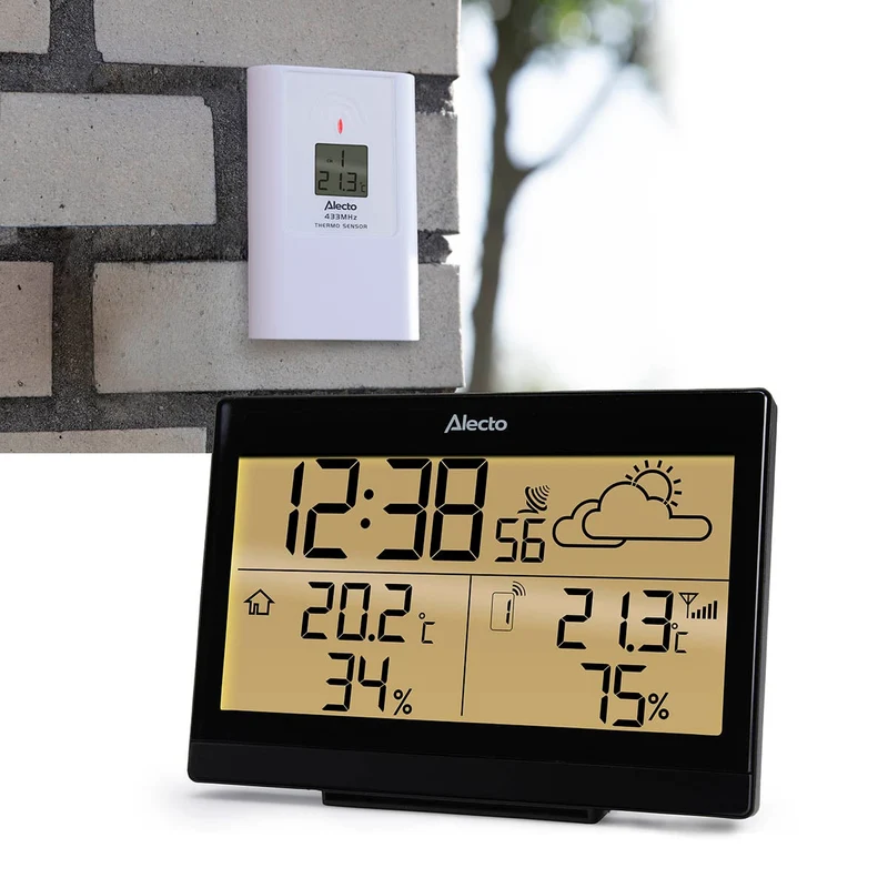 Alecto WS-2300 - Wetterstation mit kabellosem Außensensor, schwarz