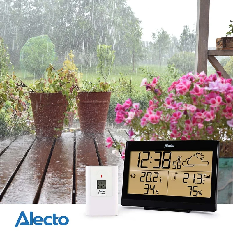 Alecto WS-2300 - Wetterstation mit kabellosem Außensensor, schwarz